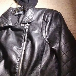 Leather black biker jacket